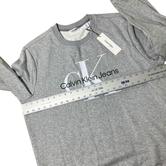 Calvin Klein Sweatshirt Mens XL Grey Long Sleeve Casual Crewneck Streetwear - Picture 6 of 12